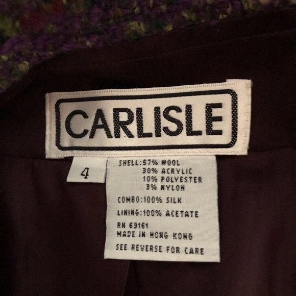 Carlisle Womens Jacket Burgundy Black Abstract Velvet Lined Collar Vintage 4 New - Picture 8 of 12